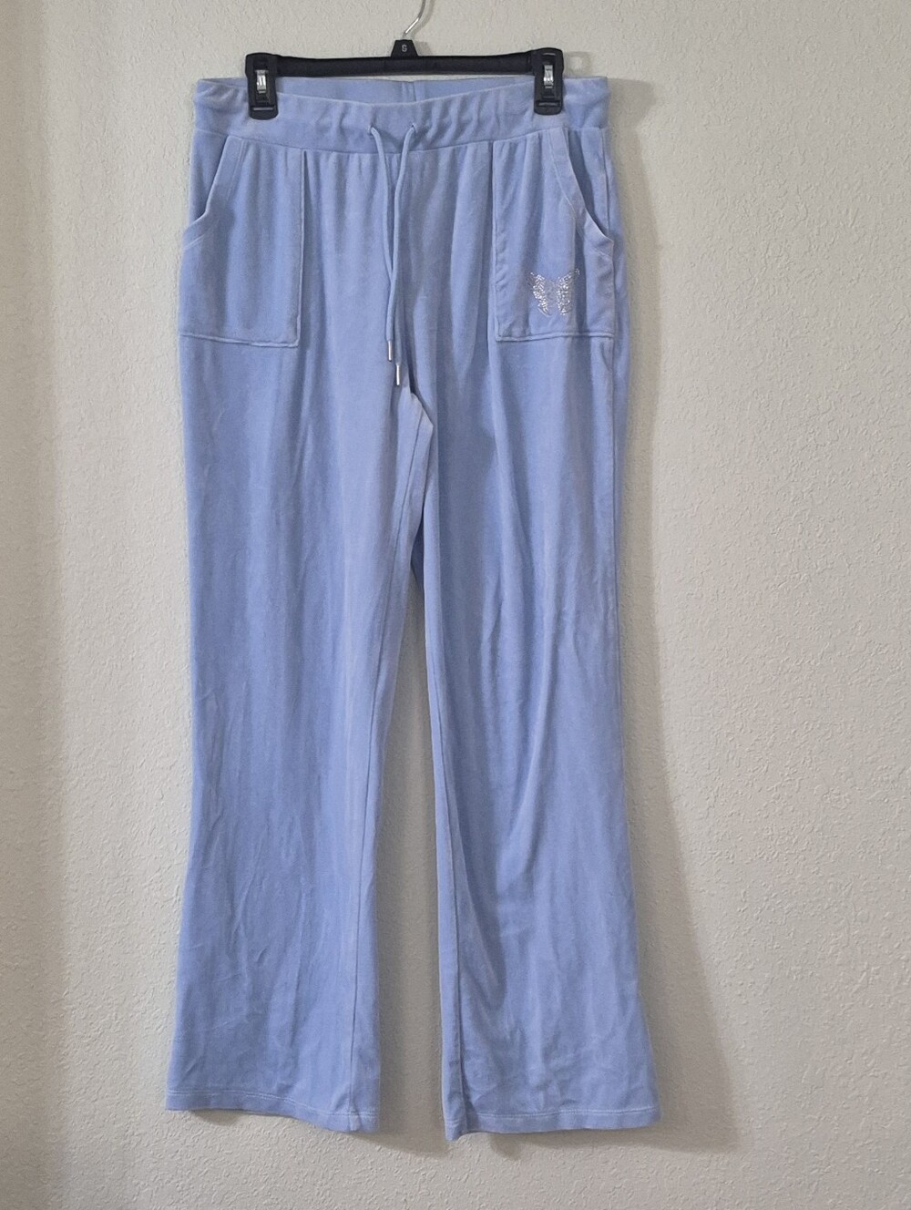 No Boundaries Baby Blue Drawstring Lounge Pants with Rhinestone Accent